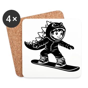 Dragon Garçon du Snowboard - Dessous de verre (lot de 4) - blanc - Devant