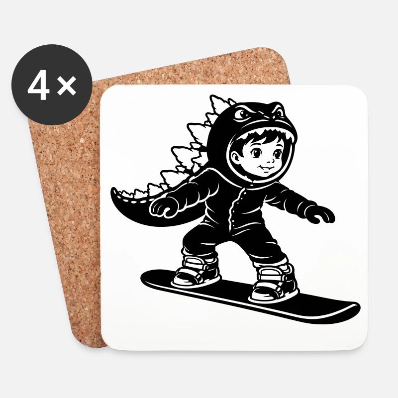 Snowboard Dragon Boy - Untersetzer (4er-Set) - Weiß