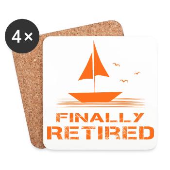 Finally Retirement Sailboat Orange Pension Pensioner - Coasters (set of 4) - white - Front