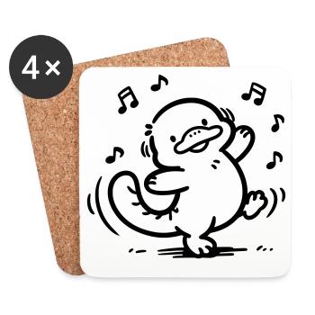 Dancing Platypus | Funny music motif - Coasters (set of 4) - white - Front