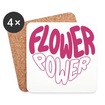 Flower Power Pink Font Design - Coasters (set of 4) - white - Front