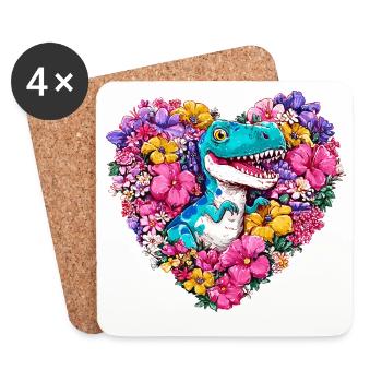 Cœur de Fleur de Dino - Dessous de verre (lot de 4) - blanc - Devant