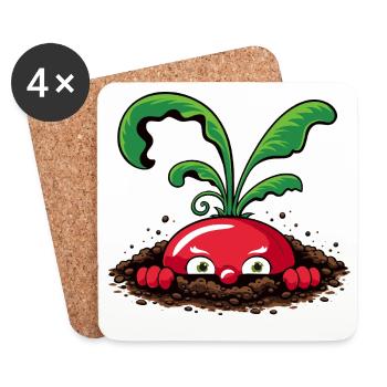 Curious radish from the earth - Coasters (set of 4) - white - Front