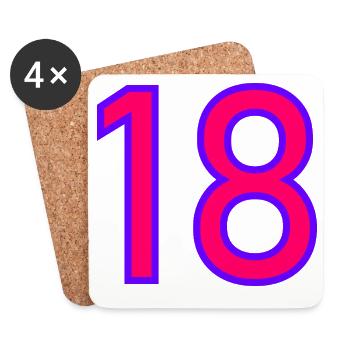 18. 18 JAHRE ALT. 18-JÄHRIGES JUBILÄUM. 18. GEBURTSTAG. - Untersetzer (4er-Set) - Weiß - Vorne