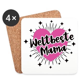 Weltbeste Mama Beste Mutter Danke Mami Mutti Mom - Untersetzer (4er-Set) - Weiß - Vorne