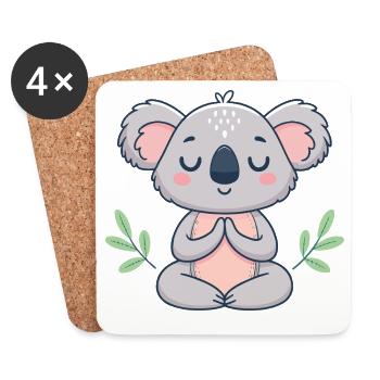 Koala zen méditation pastel - Dessous de verre (lot de 4) - blanc - Devant