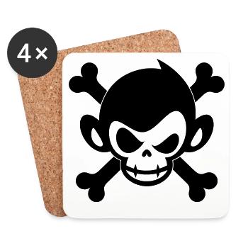 Icône du pirate singe crâne - Dessous de verre (lot de 4) - blanc - Devant