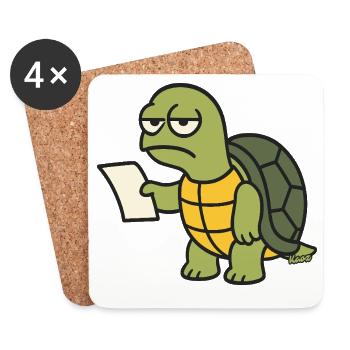 Langsame Schildkröte mit Papier - Untersetzer (4er-Set) - Weiß - Vorne