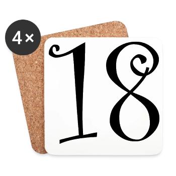 18. 18 JAHRE ALT. 18-JÄHRIGES JUBILÄUM. 18. GEBURTSTAG. - Untersetzer (4er-Set) - Weiß - Vorne