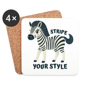 Stylish Zebra - Coasters (set of 4) - white - Front