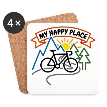 My Happy Place Bike Sunrise - Untersetzer (4er-Set) - Weiß - Vorne