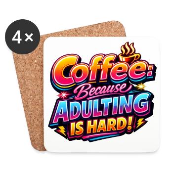Café Drôle Dicton, buveur de café au bureau, fatigué dans les années 80 - Dessous de verre (lot de 4) - blanc - Devant