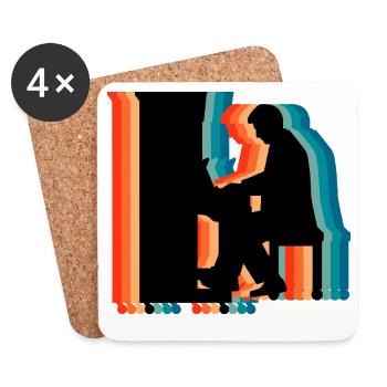 Piano Player Retro Silhouette Musical Gift - Coasters (set of 4) - white - Front