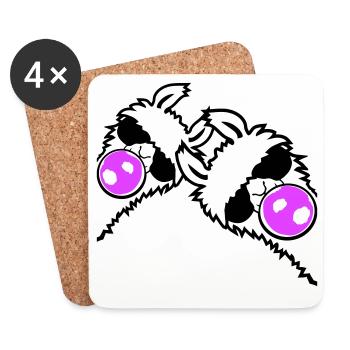 2 Lamas Bubbles Side Team Friends Crew - Dessous de verre (lot de 4) - blanc - Devant