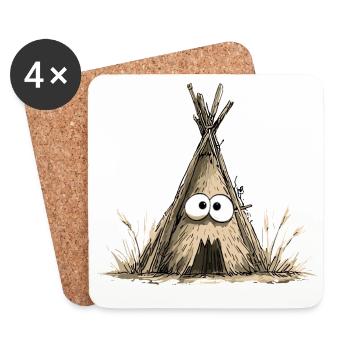 Funny teepee tent with eyes - Coasters (set of 4) - white - Front