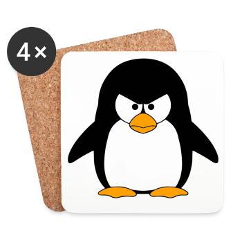 Dessin animé du Pingouin en Colère - Dessous de verre (lot de 4) - blanc - Devant