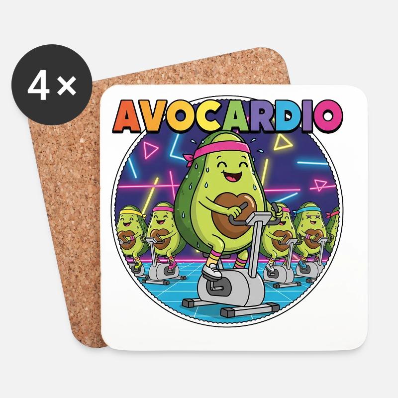 Avocardio Neon Gym-Avocado - Untersetzer (4er-Set) - Weiß