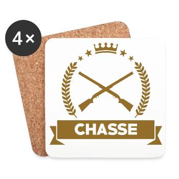 Chasse - Chasseur - Dessous de verre (lot de 4) - blanc - Devant