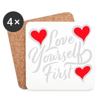 Love Yourself First Self-Love Self-Care - Coasters (set of 4) - white - Front