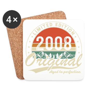 2008 Vintage Rétro Cadeau d’anniversaire - Dessous de verre (lot de 4) - blanc - Devant