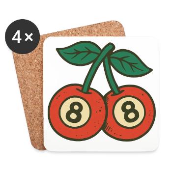 Duo Cerises Espiègles aux Grands Yeux - Dessous de verre (lot de 4) - blanc - Devant