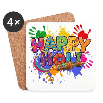 Festival Of Colors Holi Holiday Indian Hindu - Coasters (set of 4) - white - Front