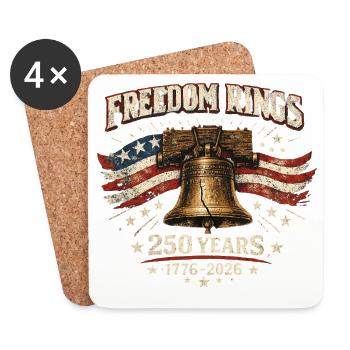250 ans d’anniversaire de l’Amérique de Freedom Rings - Dessous de verre (lot de 4) - blanc - Devant