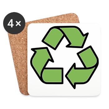 Recycling Sign Outline - Coasters (set of 4) - white - Front