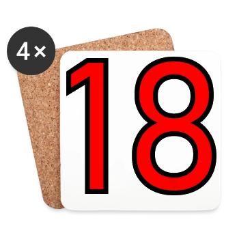 18. 18 ANS. 18e ANNIVERSAIRE. ANNIVERSAIRE 18 ANS. - Dessous de verre (lot de 4) - blanc - Devant
