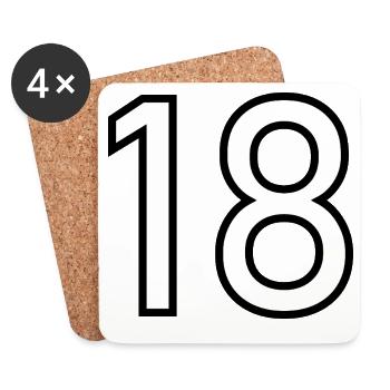 18. 18 JAHRE ALT. 18-JÄHRIGES JUBILÄUM. 18. GEBURTSTAG. - Untersetzer (4er-Set) - Weiß - Vorne