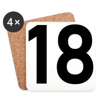 18. 18 YEARS OLD. 18th ANNIVERSARY. 18 BIRTHDAY. - Coasters (set of 4) - white - Front