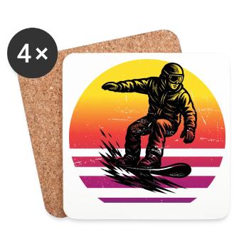 Un motif juste pour le snowboard - Dessous de verre (lot de 4) - blanc - Devant