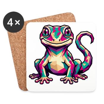 Bunter geometrischer Gecko - Untersetzer (4er-Set) - Weiß - Vorne