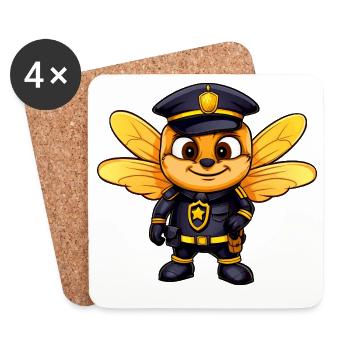 Bee Police - Coasters (set of 4) - white - Front