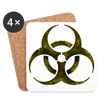 Symbole jaune de danger biologique - Dessous de verre (lot de 4) - blanc - Devant