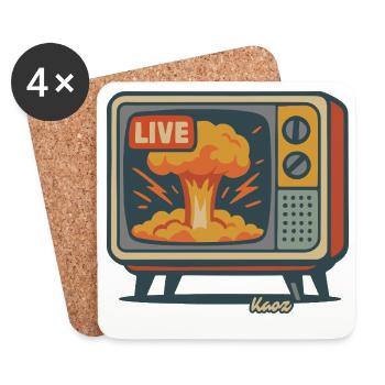 Rétro TV Live Explosion - Dessous de verre (lot de 4) - blanc - Devant