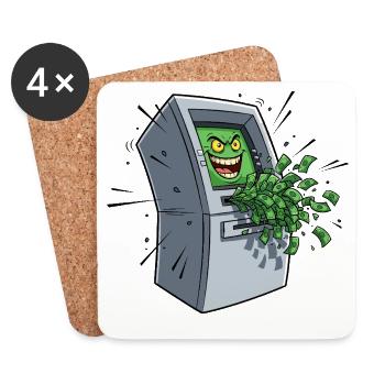 Greedy ATM Cartoon - Coasters (set of 4) - white - Front