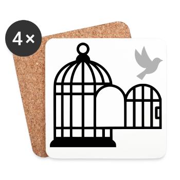 Birdcage Open Freedom - Coasters (set of 4) - white - Front