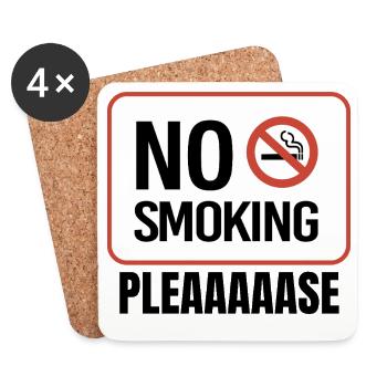 No Smoking Please, Humorous Message - Coasters (set of 4) - white - Front
