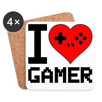 Herz mit Game-Controller Silhouette - Untersetzer (4er-Set) - Weiß - Vorne