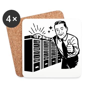 Retro IT-Admin lächelt – Vintage Tech Support - Untersetzer (4er-Set) - Weiß - Vorne