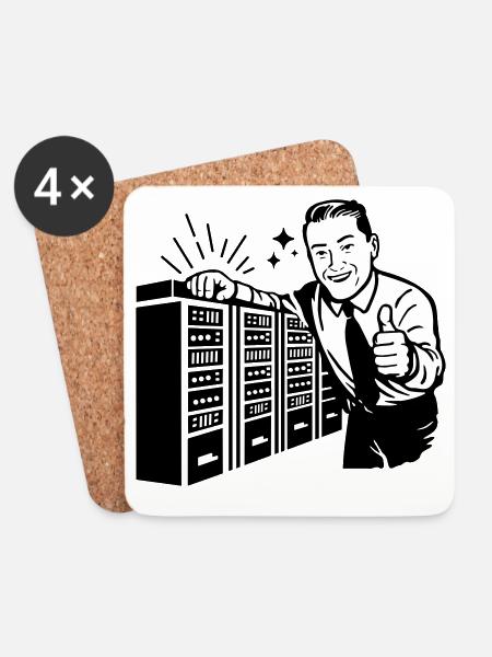 Retro IT-Admin lächelt – Vintage Tech Support - Untersetzer (4er-Set) - Weiß