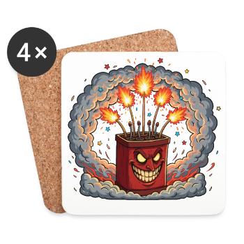 Grim Firebox Banger - Dessous de verre (lot de 4) - blanc - Devant