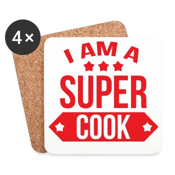 Je suis un super cuisinier - Dessous de verre (lot de 4) - blanc - Devant
