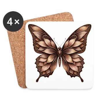 Ornamental Butterfly Bronze Tones - Coasters (set of 4) - white - Front