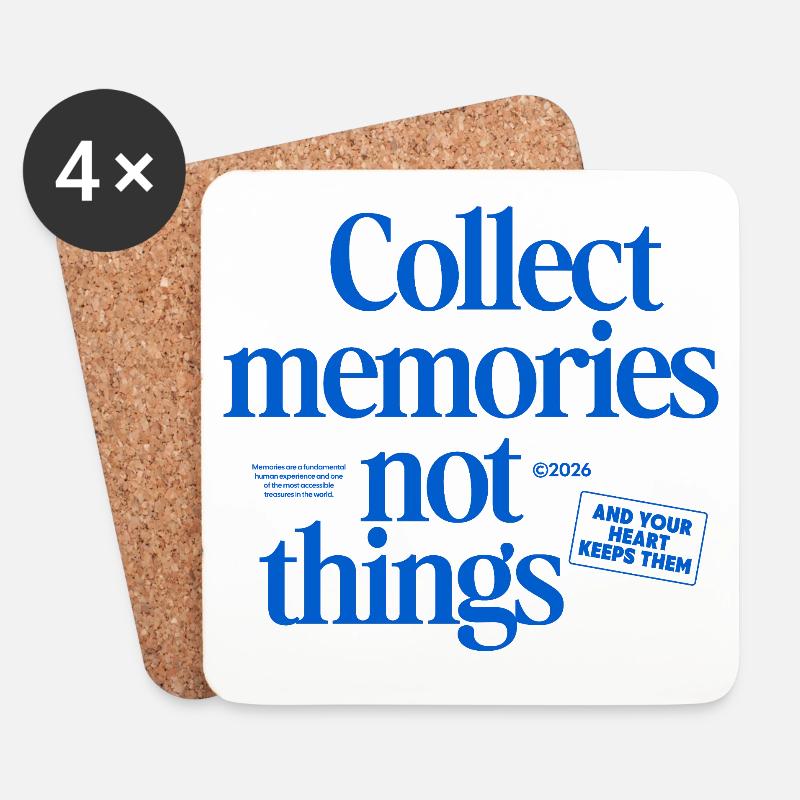 Erinnerungen statt Dinge – Collect memories - Untersetzer (4er-Set) - Weiß