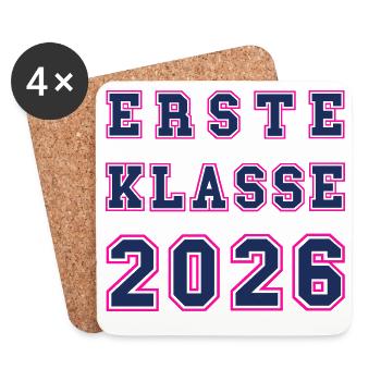 ERSTE KLASSE 2026 – Einschulung Collegestyle cool - Untersetzer (4er-Set) - Weiß - Vorne