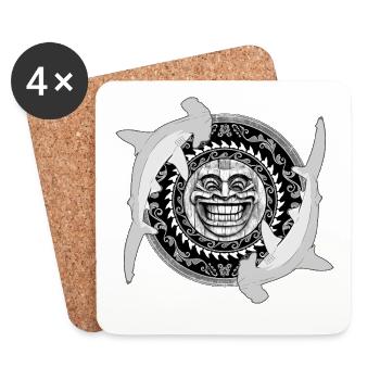 Tiki Requin Marteau - Dessous de verre (lot de 4) - blanc - Devant