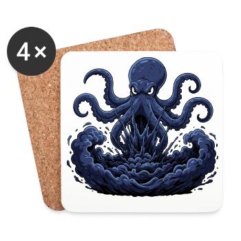 Oktopus Sturm aus Tiefe - Untersetzer (4er-Set) - Weiß - Vorne