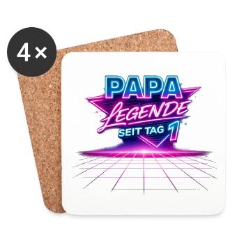 Papa Legende seit Tag 1 Retro - Untersetzer (4er-Set) - Weiß - Vorne